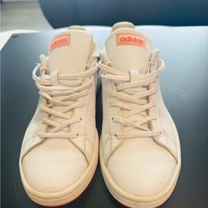 Adidas Advantage White & Coral Pink Sneakers - Women's Size 6.5